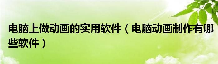 电脑上做动画的实用软件（电脑动画制作有哪些软件）