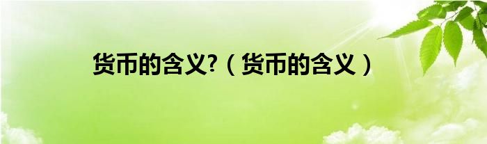 货币的含义?（货币的含义）