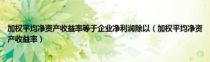 加权平均净资产收益率等于企业净利润除以（加权平均净资产收益率）