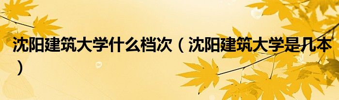 沈阳建筑大学什么档次（沈阳建筑大学是几本）