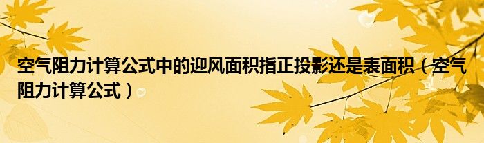 空气阻力计算公式中的迎风面积指正投影还是表面积（空气阻力计算公式）