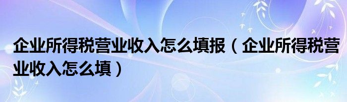 企业所得税营业收入怎么填报（企业所得税营业收入怎么填）