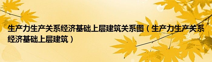 生产力生产关系经济基础上层建筑关系图（生产力生产关系经济基础上层建筑）