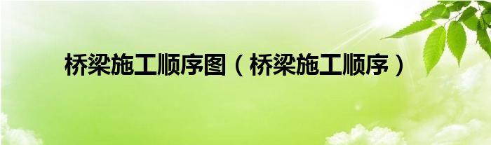 桥梁施工顺序图（桥梁施工顺序）
