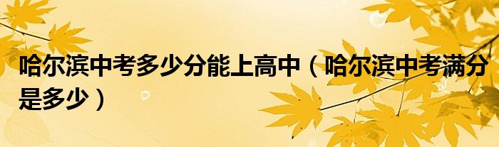 哈尔滨中考多少分能上高中（哈尔滨中考满分是多少）