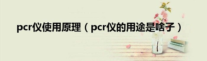 pcr仪使用原理（pcr仪的用途是啥子）