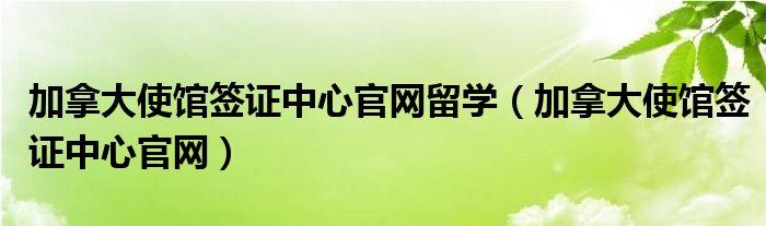 加拿大使馆签证中心官网留学（加拿大使馆签证中心官网）