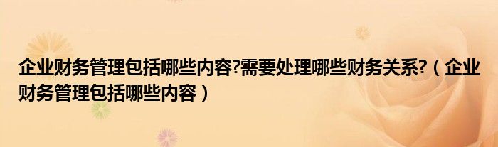企业财务管理包括哪些内容?需要处理哪些财务关系?（企业财务管理包括哪些内容）