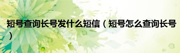 短号查询长号发什么短信（短号怎么查询长号）