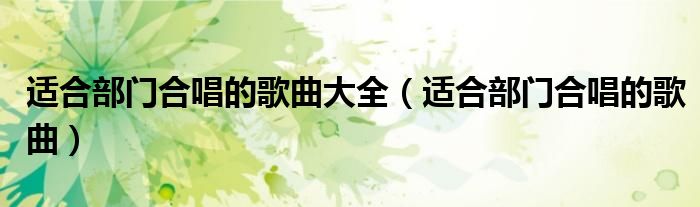 适合部门合唱的歌曲大全（适合部门合唱的歌曲）