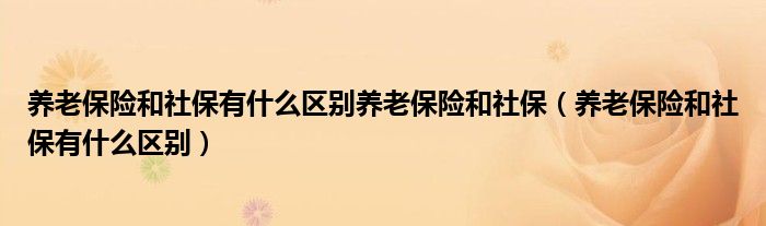 养老保险和社保有什么区别养老保险和社保（养老保险和社保有什么区别）