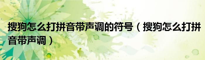 搜狗怎么打拼音带声调的符号（搜狗怎么打拼音带声调）