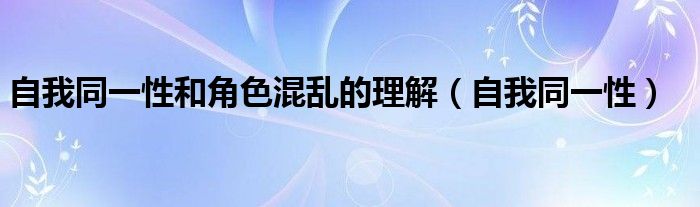 自我同一性和角色混乱的理解（自我同一性）