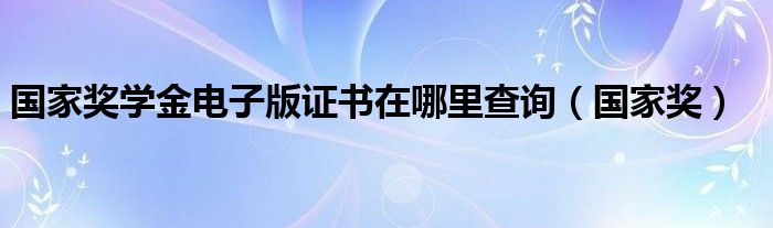 国家奖学金电子版证书在哪里查询（国家奖）