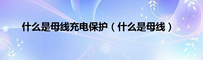 什么是母线充电保护（什么是母线）