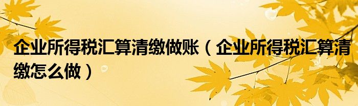 企业所得税汇算清缴做账（企业所得税汇算清缴怎么做）