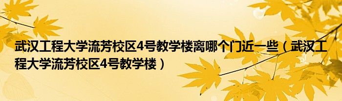 武汉工程大学流芳校区4号教学楼离哪个门近一些（武汉工程大学流芳校区4号教学楼）