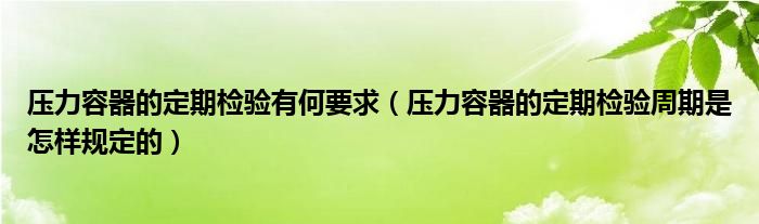 压力容器的定期检验有何要求（压力容器的定期检验周期是怎样规定的）