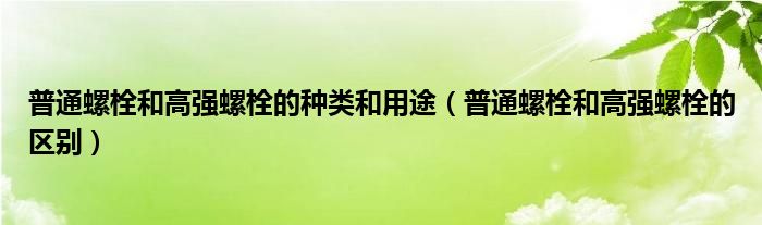 普通螺栓和高强螺栓的种类和用途（普通螺栓和高强螺栓的区别）