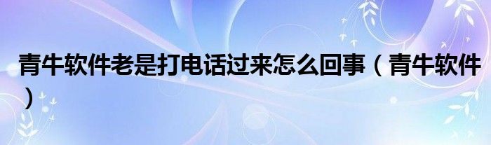 青牛软件老是打电话过来怎么回事（青牛软件）