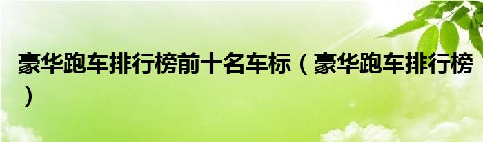 豪华跑车排行榜前十名车标（豪华跑车排行榜）