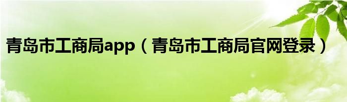 青岛市工商局app（青岛市工商局官网登录）