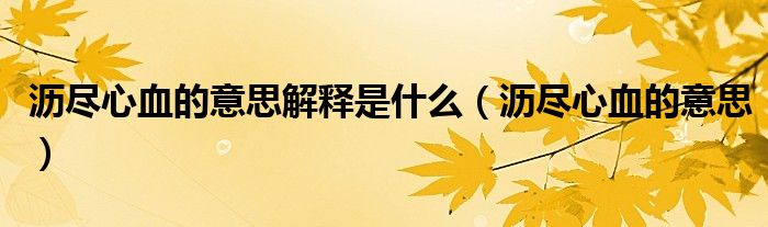 沥尽心血的意思解释是什么（沥尽心血的意思）