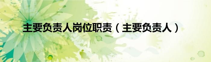 主要负责人岗位职责（主要负责人）