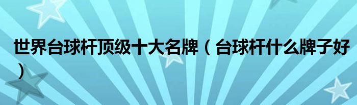 世界台球杆顶级十大名牌（台球杆什么牌子好）