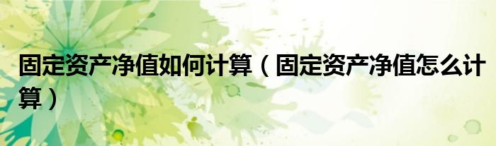 固定资产净值如何计算（固定资产净值怎么计算）