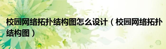 校园网络拓扑结构图怎么设计（校园网络拓扑结构图）
