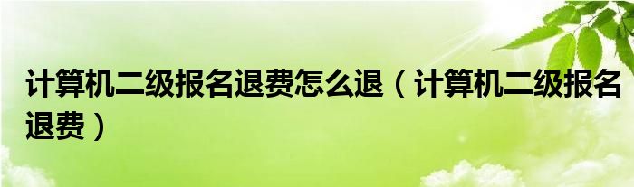 计算机二级报名退费怎么退（计算机二级报名退费）