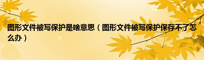 图形文件被写保护是啥意思（图形文件被写保护保存不了怎么办）