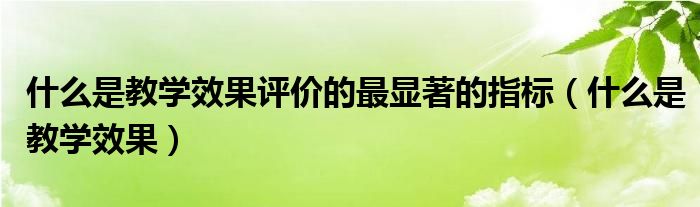 什么是教学效果评价的最显著的指标（什么是教学效果）