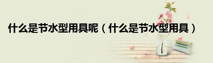 什么是节水型用具呢（什么是节水型用具）