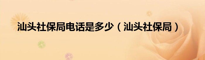 汕头社保局电话是多少（汕头社保局）