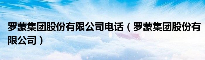 罗蒙集团股份有限公司电话（罗蒙集团股份有限公司）