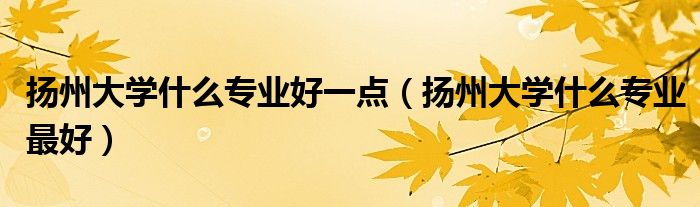 扬州大学什么专业好一点（扬州大学什么专业最好）