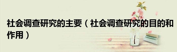 社会调查研究的主要（社会调查研究的目的和作用）