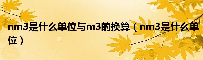 nm3是什么单位与m3的换算（nm3是什么单位）