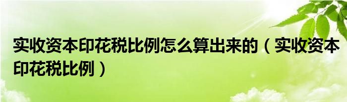 实收资本印花税比例怎么算出来的（实收资本印花税比例）