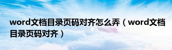 word文档目录页码对齐怎么弄（word文档目录页码对齐）