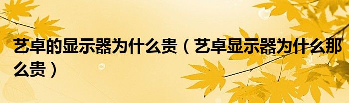 艺卓的显示器为什么贵（艺卓显示器为什么那么贵）