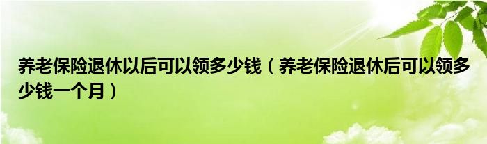 养老保险退休以后可以领多少钱（养老保险退休后可以领多少钱一个月）
