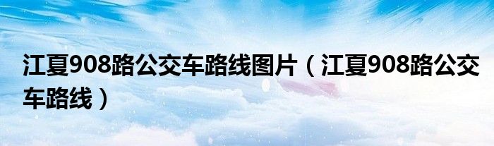江夏908路公交车路线图片（江夏908路公交车路线）