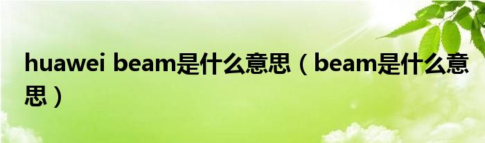 huawei beam是什么意思（beam是什么意思）