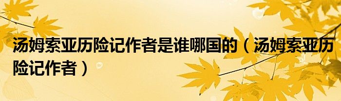 汤姆索亚历险记作者是谁哪国的（汤姆索亚历险记作者）