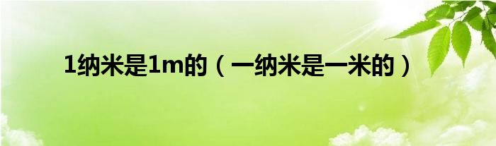 1纳米是1m的（一纳米是一米的）