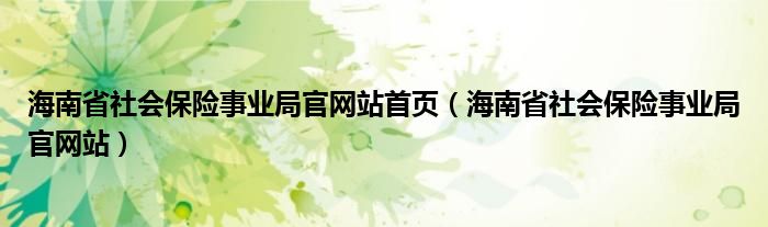 海南省社会保险事业局官网站首页（海南省社会保险事业局官网站）