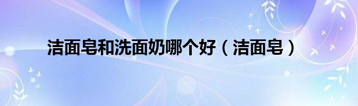 洁面皂和洗面奶哪个好（洁面皂）